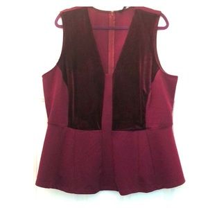 Burgundy Eloquii velvet peplum top Sz 22